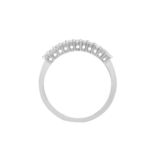 9ct White Gold Diamond Dainty 11 Stone Half Eternity Ring 2mm - 9R351