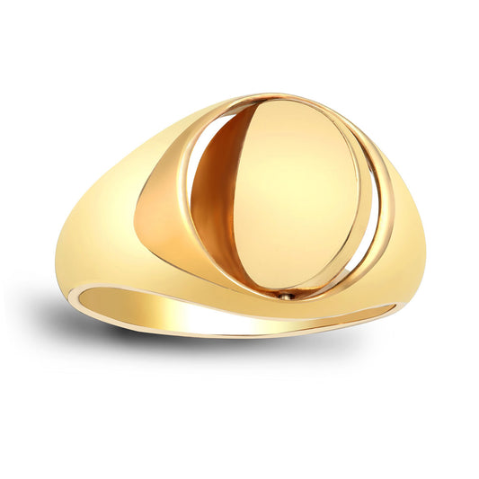 Mens 9ct Gold 0.1ct Diamond Pave Cluster Masonic Signet Ring 15mm - 9R378