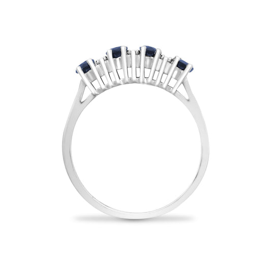 9ct White Gold Diamond Blue Sapphire Quadrilogy Eternity Ring 4mm - 9R393