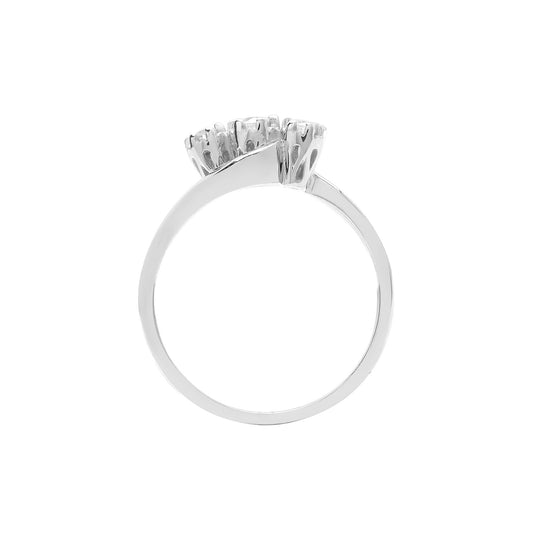 9ct White Gold 0.25ct Diamond Crossover Trilogy Ring 6mm - 9R472
