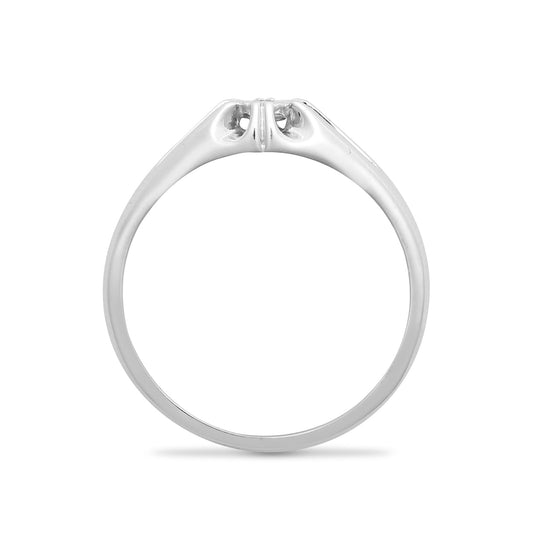 Mens 9ct White Gold 0.04ct Diamond Gypsy Solitaire Ring 6mm - 9R507