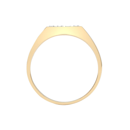 Mens 9ct Gold 0.25ct Diamond Square Cluster Signet Ring 11mm - 9R515