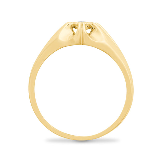 Mens 9ct Gold 0.1ct Diamond Gypsy Solitaire Ring 8mm - 9R523
