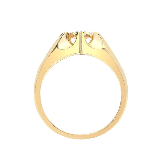 Mens 9ct Gold 0.2ct Diamond Gypsy Solitaire Ring 9mm - 9R525