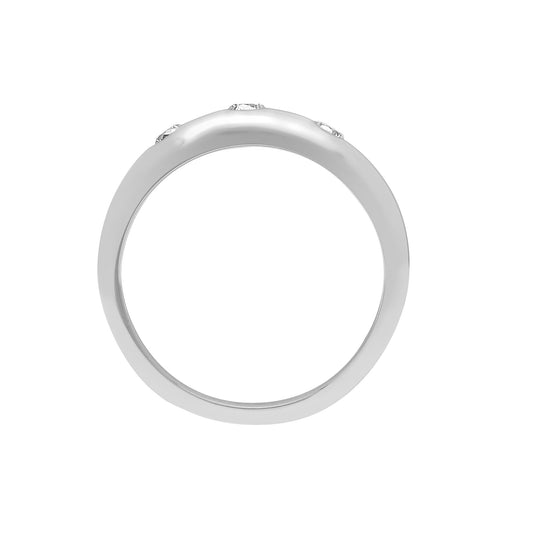 Mens 9ct White Gold 0.33ct Diamond Domed Band Trilogy Ring 7mm - 9R531