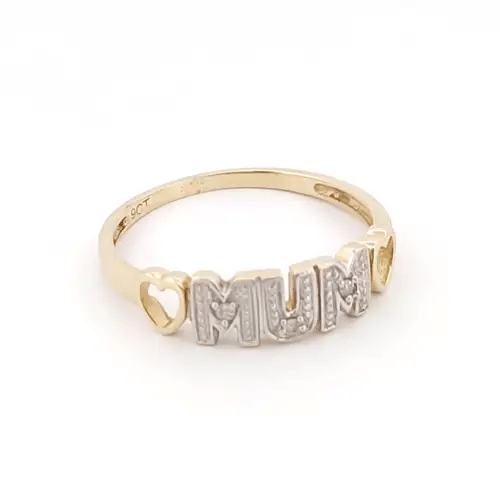 9ct Gold 0.02ct Diamond MUM Identity Ring 4.5mm - 9R535