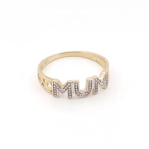 9ct Gold 0.02ct Diamond MUM Identity Ring 5mm - 9R536