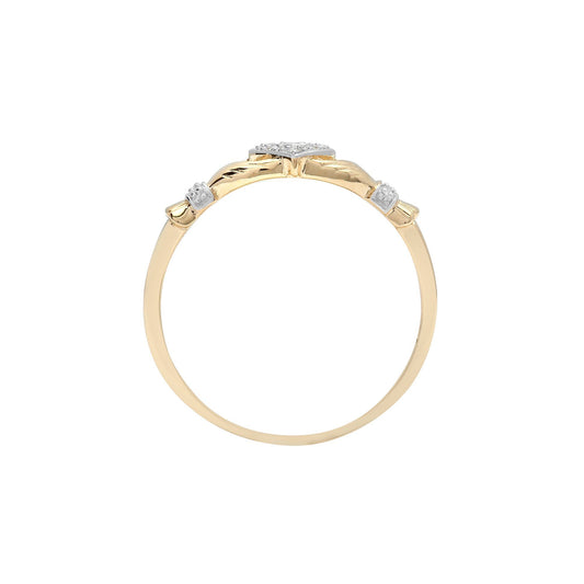 9ct Gold Diamond Claddagh fáinne Chladaigh Cocktail Ring 10mm - 9R540