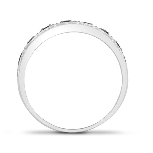 9ct White Gold 0.08ct Diamond Zig Zag Eternity Ring 7mm - 9R552