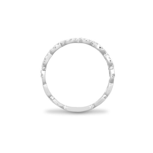 9ct White Gold 0.6ct Diamond Love Heart Zig Zag Eternity Ring 8mm - 9R637