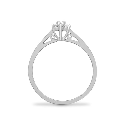 9ct White Gold 0.1ct Diamond 7 Stone Daisy Cluster Ring 5mm - 9R643