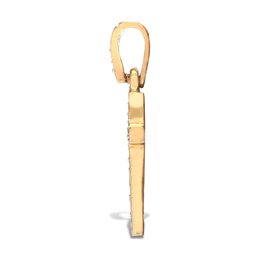 9ct Gold 0.09ct Diamond Flat Cross Pendant - 9X001