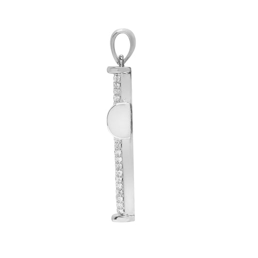 9ct White Gold 1ct Diamond Collared Cross Pendant - 9X037