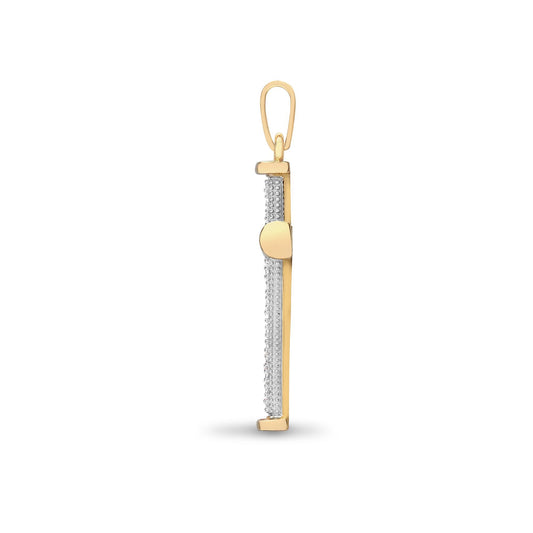 9ct Gold 0.1ct Diamond Collared Cross Pendant - 9X080