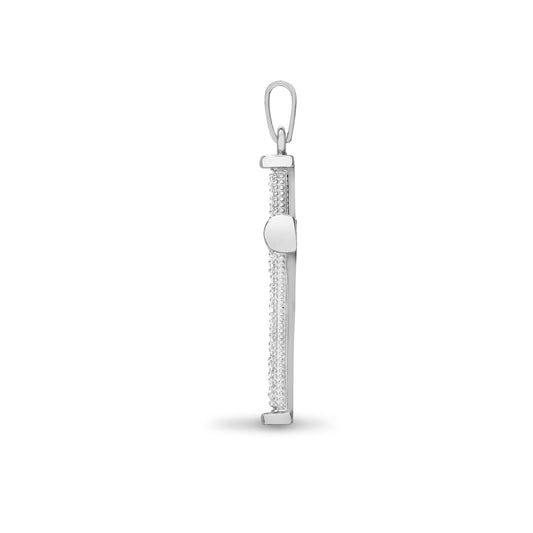 9ct White Gold 0.1ct Diamond Collared Cross Pendant - 9X083