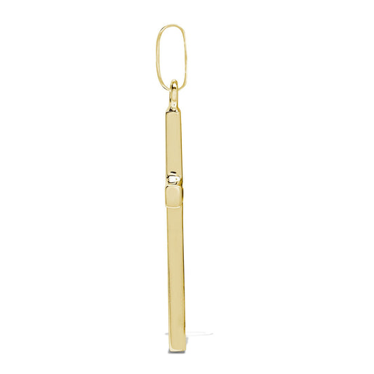 9ct Gold 0.05ct Diamond Minimalist Solitaire Cross Pendant - 9X088