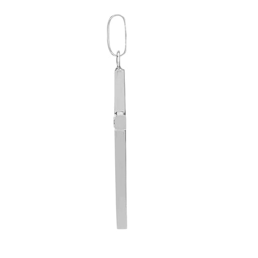 9ct White Gold 0.05ct Diamond Minimalist Solitaire Cross Pendant - 9X091