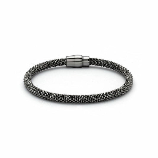 Ruthenium Black Silver Bead Magnetic Popcorn Bracelet 5mm - ABB026-Black
