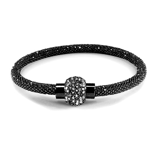 Silver CZ Black Rhuthenium bead set Popcorn Bracelet - ABB052