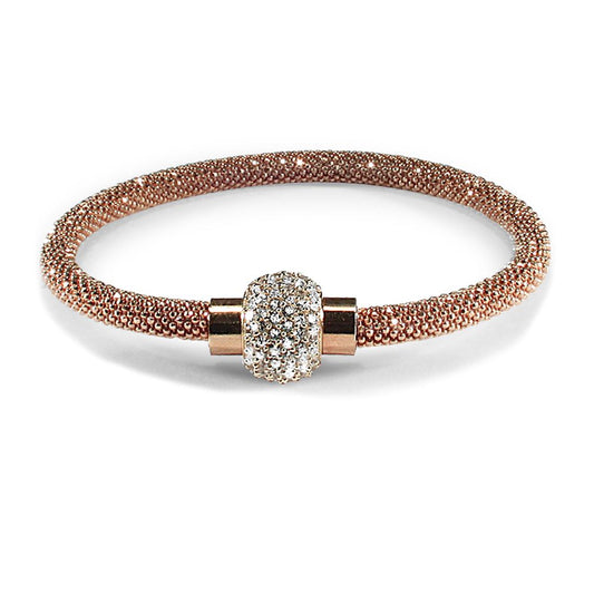 Rose Silver CZ Rose bead set Popcorn Bracelet - ABB054