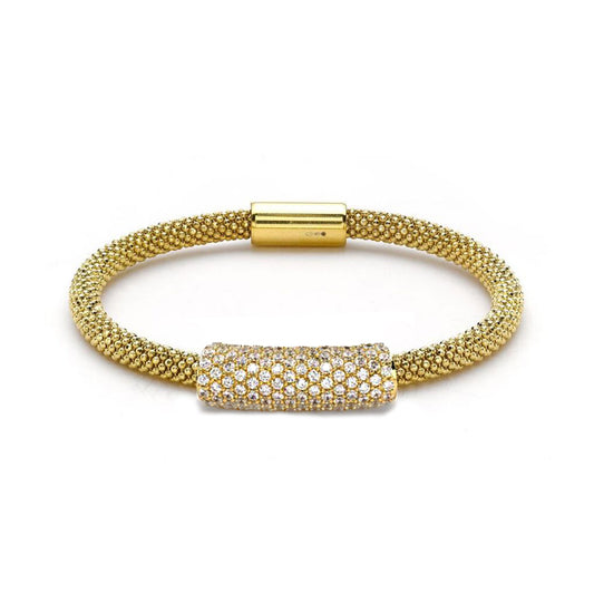Sterling Silver CZ Gilded bead set Popcorn Bracelet - ABB057