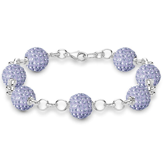Silver Disco Ball Bracelet 10mm - Lilac Lavender Crystal - ABB079D