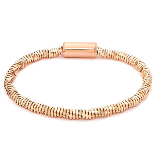 Rose Sterling Silver Diamond-Cut Twist Popcorn Bracelet - ABB109B