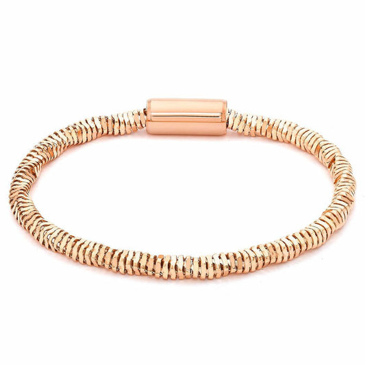 Rose Sterling Silver Diamond-Cut Twist Popcorn Bracelet - ABB109B