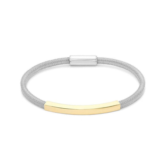 Gold-plated Sterling Silver Ribbed Magnetic Popcorn Bracelet - ABB110A