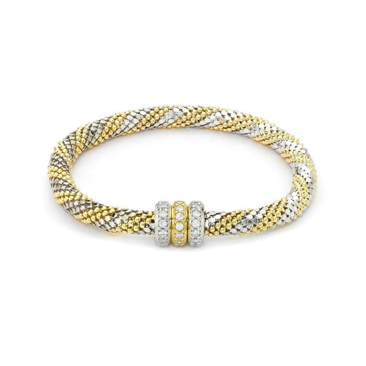 Gilded Silver CZ Beaded Magnetic Popcorn Bracelet - ABB112A