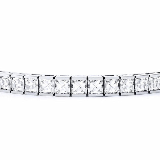 Silver CZ Square Princess Tennis Bracelet 17.00CTS 7inch 18cm - ABB114