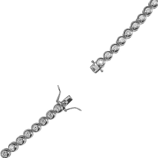 Sterling Silver CZ Rub Over Tennis Bracelet 4.5mm - ABB116A