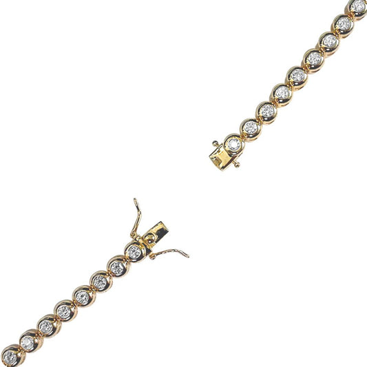 Gilded Sterling Silver CZ Rub Over Tennis Bracelet 4.5mm - ABB116B