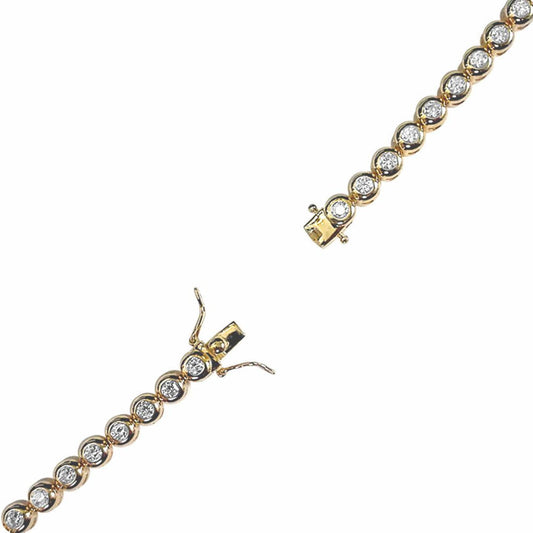 Gilded Sterling Silver CZ Rub Over Tennis Bracelet 4.5mm - ABB116B