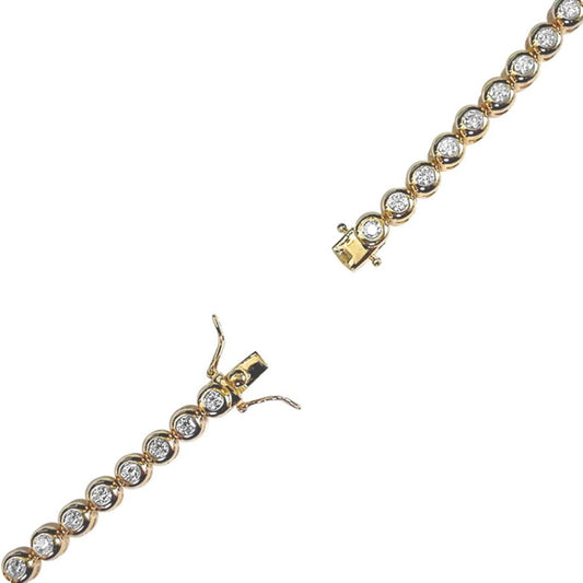 Gilded Sterling Silver CZ Rub Over Tennis Bracelet 4.5mm - ABB116B