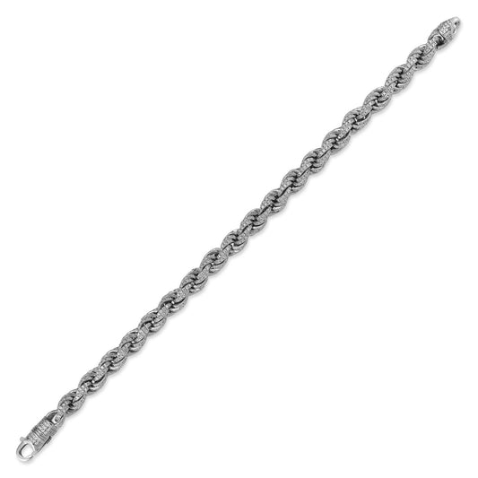 Mens Silver CZ Chunky Fizzy Candy Twist Rope Chain Bracelet 8.5" - ABB189