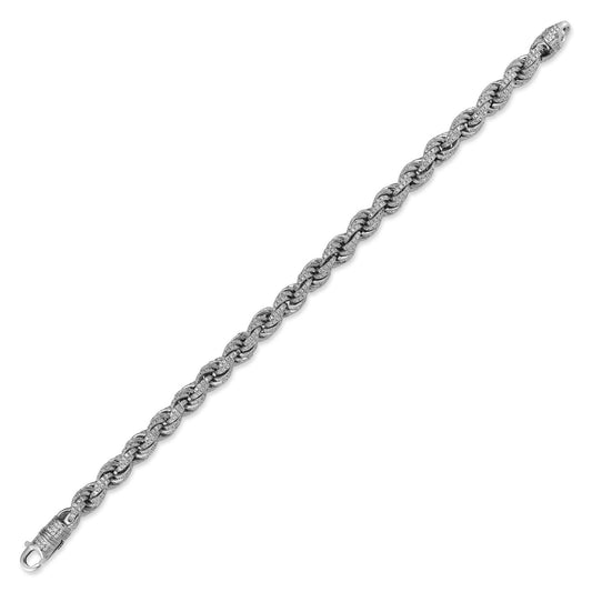 Mens Silver CZ Chunky Fizzy Candy Twist Rope Chain Bracelet 8.5" - ABB189