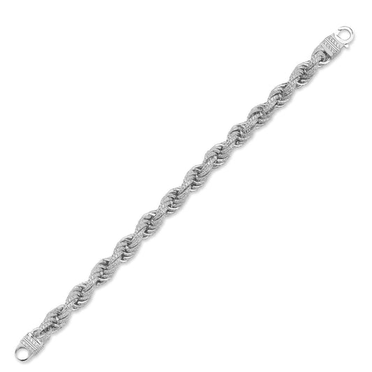 Mens Silver CZ Chunky Fizzy Candy Twist Rope Chain Bracelet 8.5" - ABB190