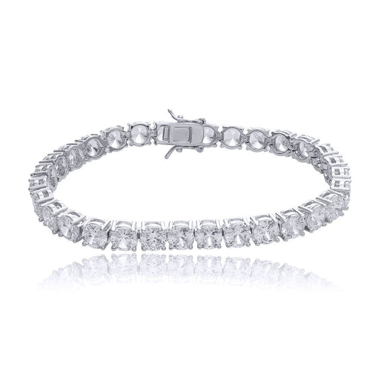 Silver Round CZ 25 Carats 4-Claw 6mm Tennis Bracelet ½oz - ABB209