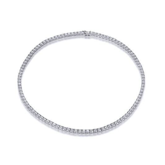Silver Round CZ 30 Carats 4-Claw 4.25mm Tennis Necklace 1oz - ABB210