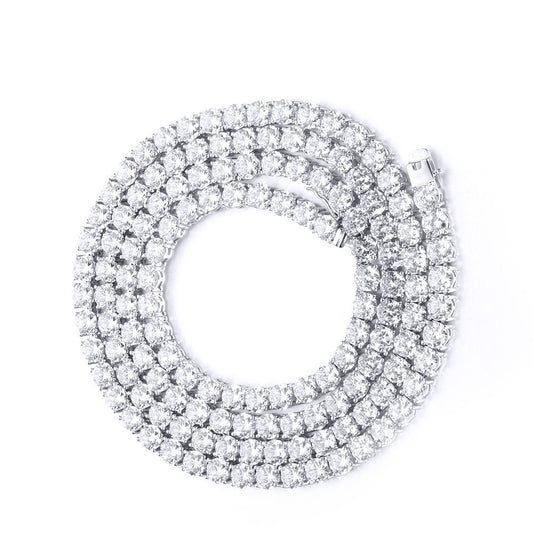 Silver Round CZ 64 Carats 6mm Tennis Necklace - ABB211