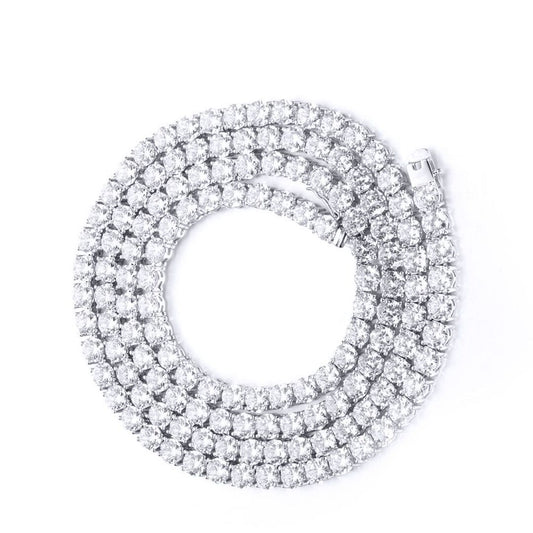 Silver Round CZ 64 Carats 6mm Tennis Necklace - ABB211