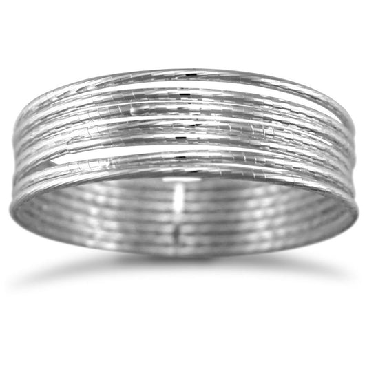 Sterling Silver 7 x 2mm strand Dia-cut Slave Ladies Bangle - ABG006
