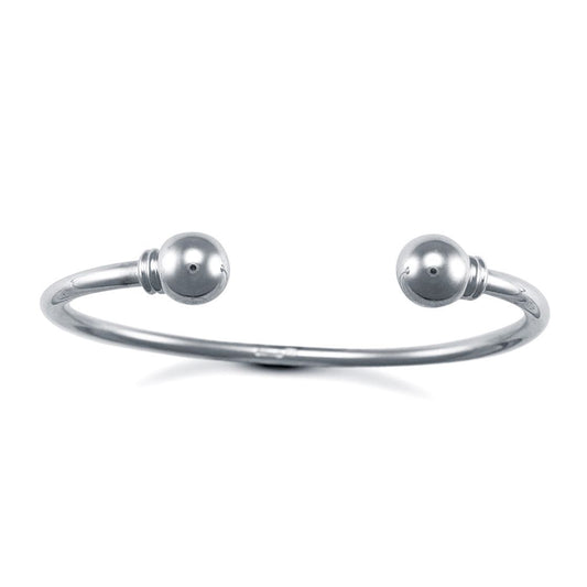 Mens Sterling Silver 3.5mm Wire Collared Torque Bangle Bracelet - ABG055