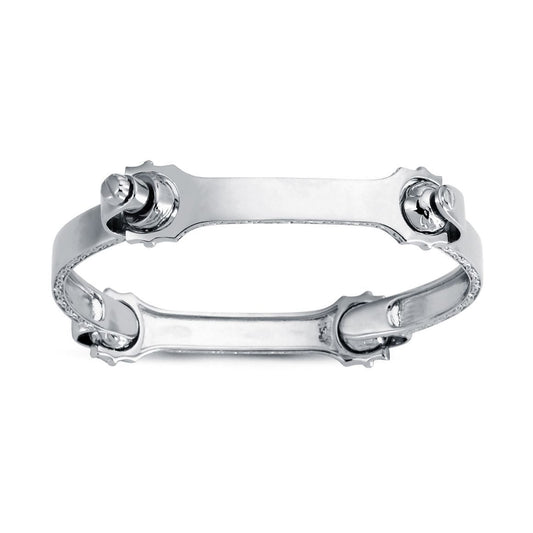 Mens Rhodium Plated Silver Spanner & Socket Bangle Bracelet 7mm - ABG063