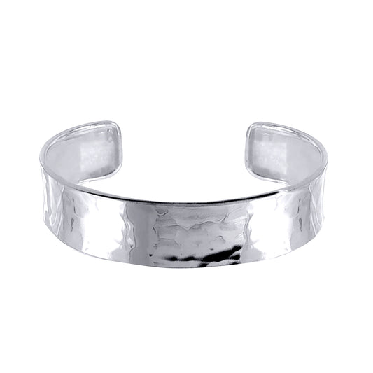 Silver Shimmer Hammer Flexible Cuff Bangle Bracelet 16mm - ABG071