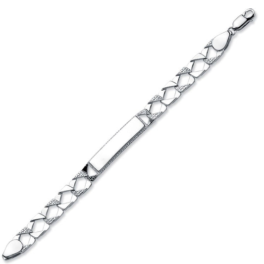 Boys Rhodium Plated Silver Lizard Curb ID Bracelet 8mm 6" - ACC004