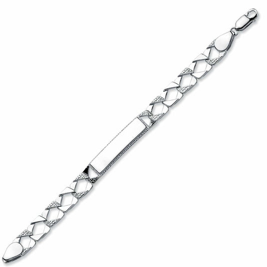 Boys Rhodium Plated Silver Lizard Curb ID Bracelet 8mm 6" - ACC004