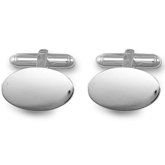 Sterling Silver Oval Pill T-shape Cufflinks 12mm x 20mm - ACL001