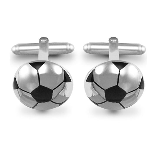 Sterling Silver Football Soccer Ball T-shape Cufflinks 16mm - ACL002